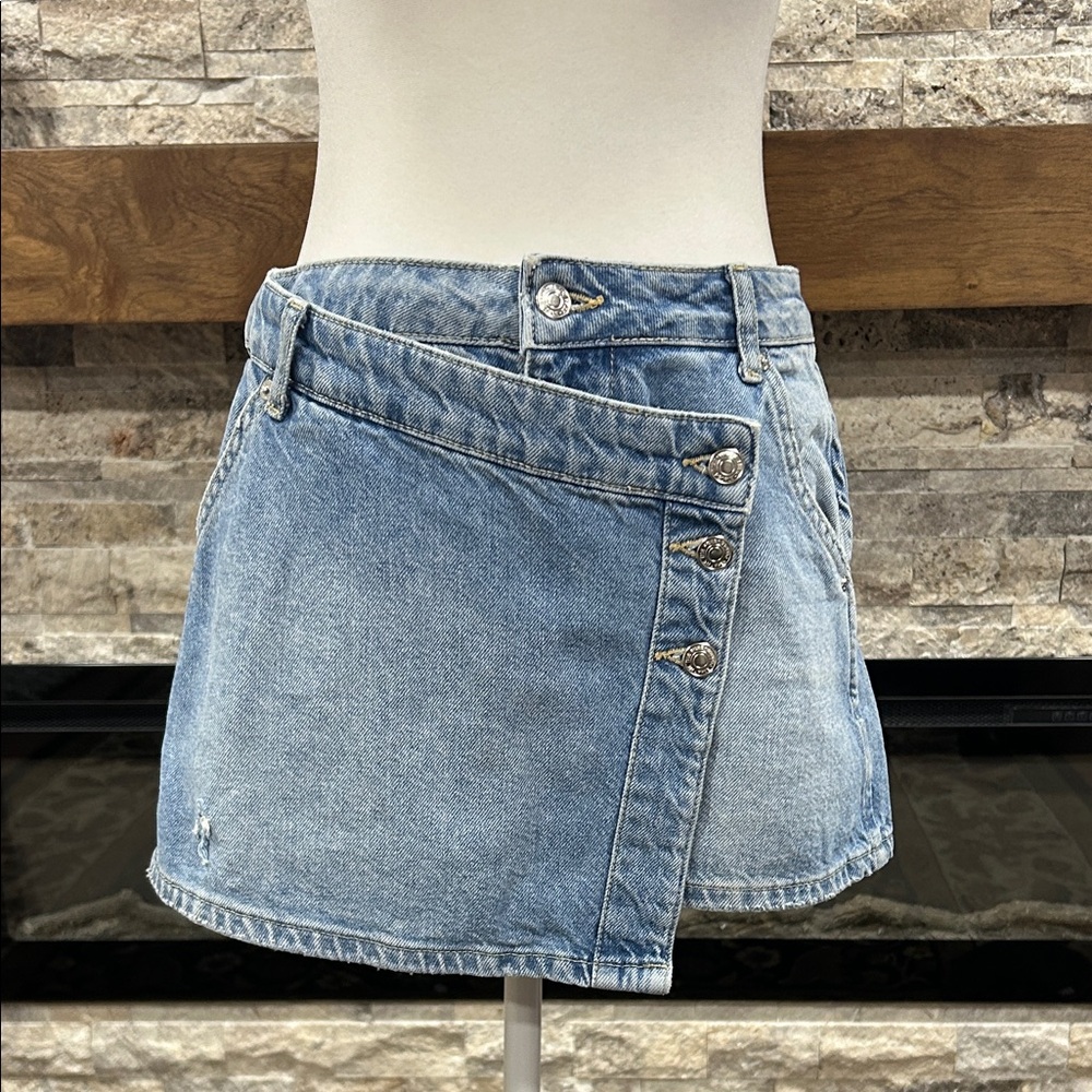 Free People Light Blue Denim Mini Skirt
